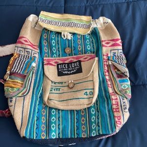 Rice love boho hippy backpack large recycled